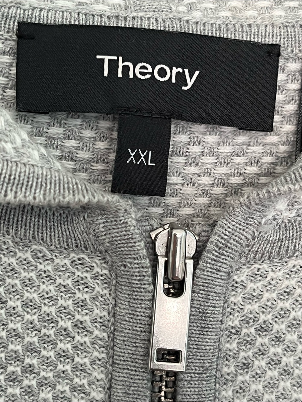 Theory Men's Lievos Breach 2 Full-Zip Knit Hoodie Cardigan Tweed Gray -Size XXL